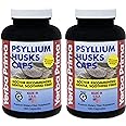 Yerba Prima Psyllium Husk Caps - 180 Capsules (Pack of 2) - Easy to Swallow Fiber Supplement - Colon Cleanse - Gut Health - Non-GMO Gluten Free