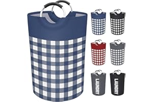 BlissTotes Large Laundry Basket Laundry Hamper Bag Washing Bin Clothes Bag Collapsible Tall With Handles Waterproof Travel Bathroom College Essentials Storage For College Dorm, Family (Blue, M)