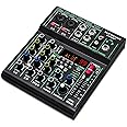 LM4DSP Audio Mixer 4 Channel,99 DSP metal body Sound Board Mixing Console with USB Bluetooth Echo Delay Effect,48V Power for Professional for Recording,Live Streaming,Podcasting DJ Music Application