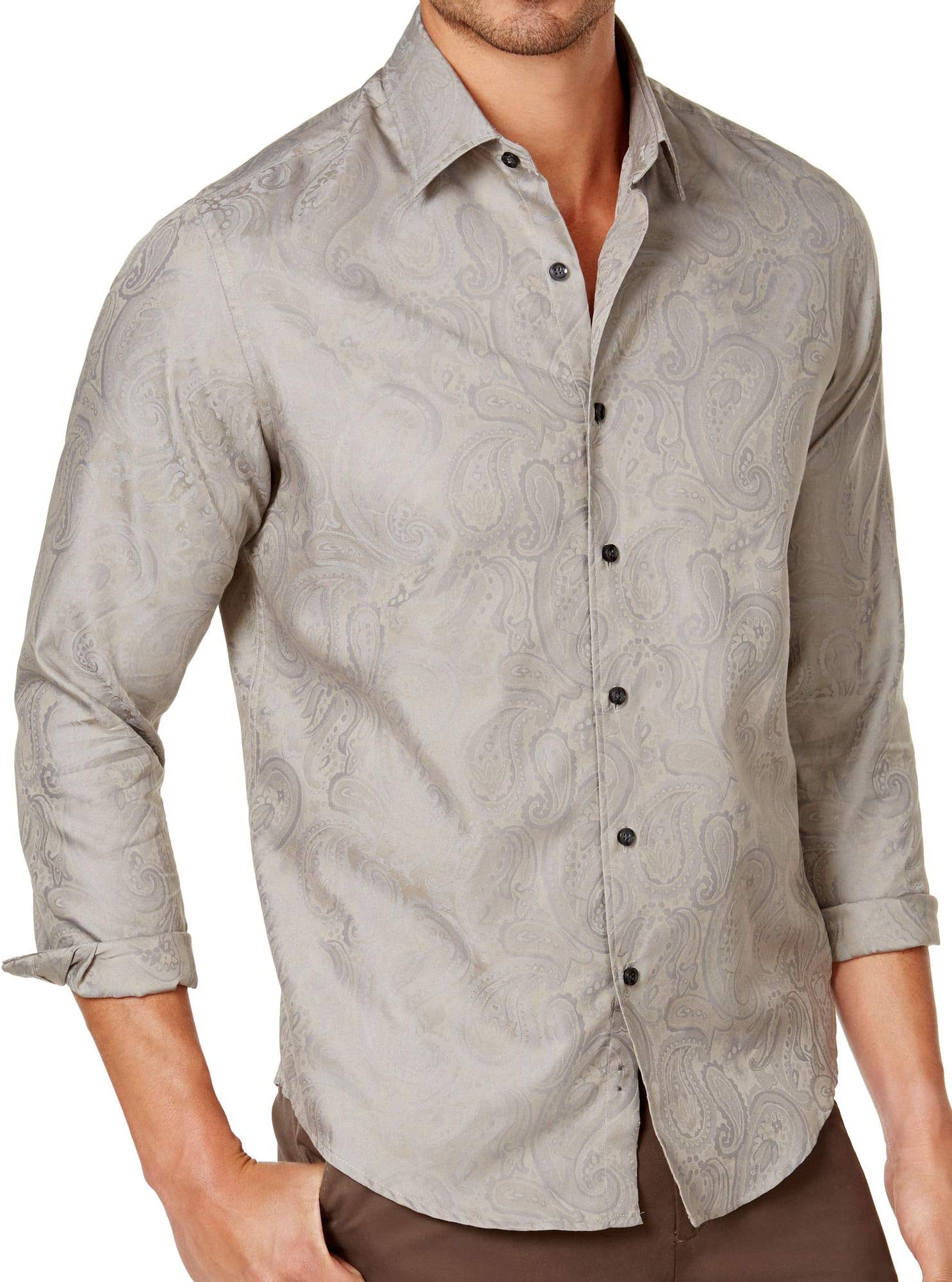 Tasso Elba Men's Marcus Paisley Jacquard Long Sleeve Button Down Shirt