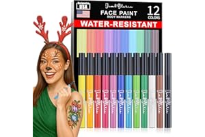 Jim&Gloria Water Resistant Face Paint Tattoo Pen, Temporary Tattoo Markers for Skin, Body Painting Kit, Teen Girl Gifts Trendy Stuff, Makeup Toys Crafts, Christmas Gifts for Teenage Girls, Adults