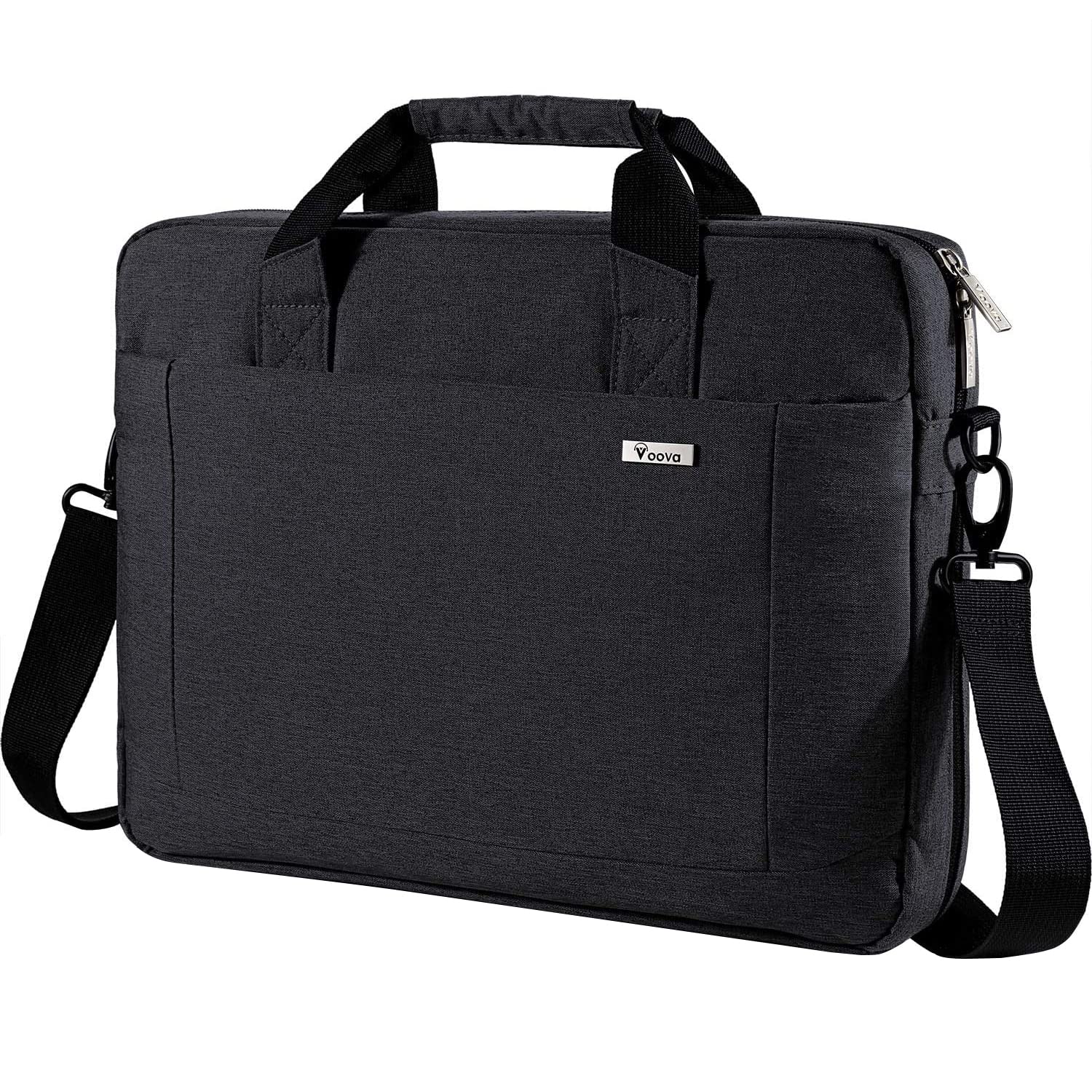 Voova Laptop Bag Case 14 15 15.6 Inch, Computer Sleeve Messenger Bag with Shoulder Strap Expandable Waterproof Business Briefcase for Men Women to Work Travel School, Fit 14-16 Inch Laptop-Black