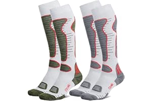OZAIIC Merino Wool Ski Socks Mens Womens 2 Pairs for Skiing, Snowboarding, Thermal Knee High Winter Warm Sports Performance Socks