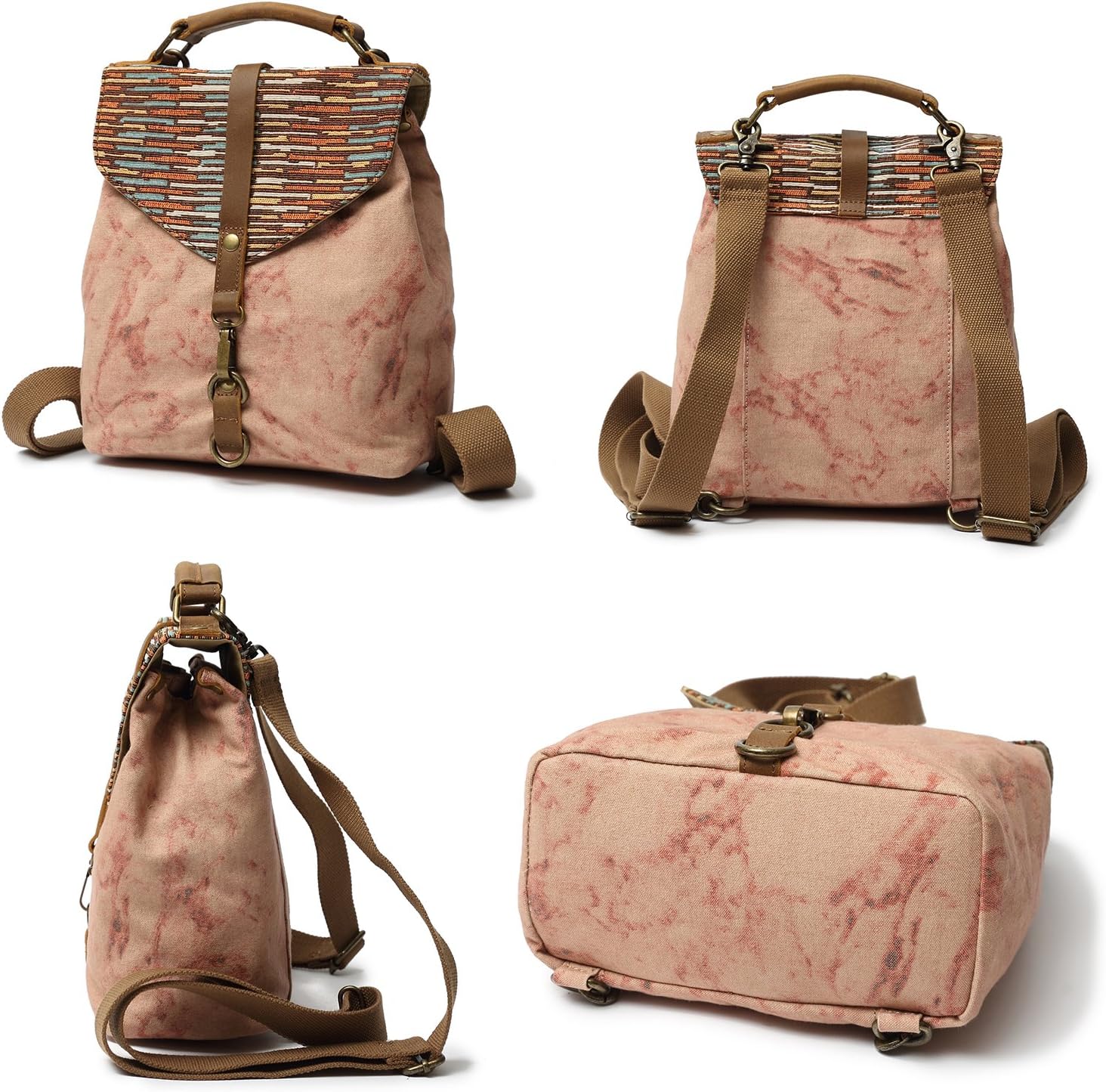 Bolsos mochila Equipaje Vianber Mochila de Estilo étnico de Lona de Las