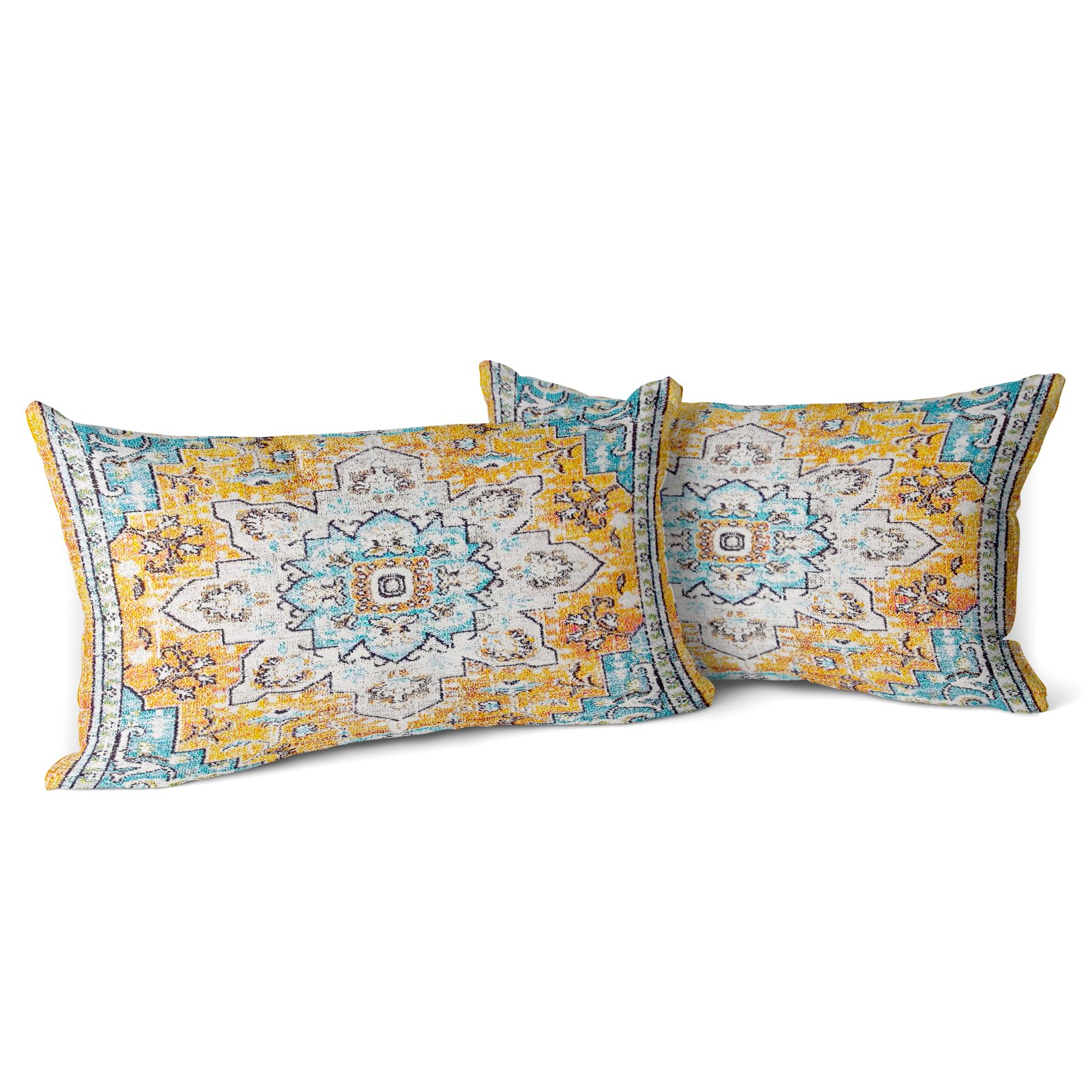 Snylcce Set of 2 Bohemian Style Cushion Covers 30x50 cm Decorative Square Throw Pillow Covers 30x50 CM Sofa Car Pillowcase for Outdoor Home Bed Living Room Couch Decor (Deep orange)