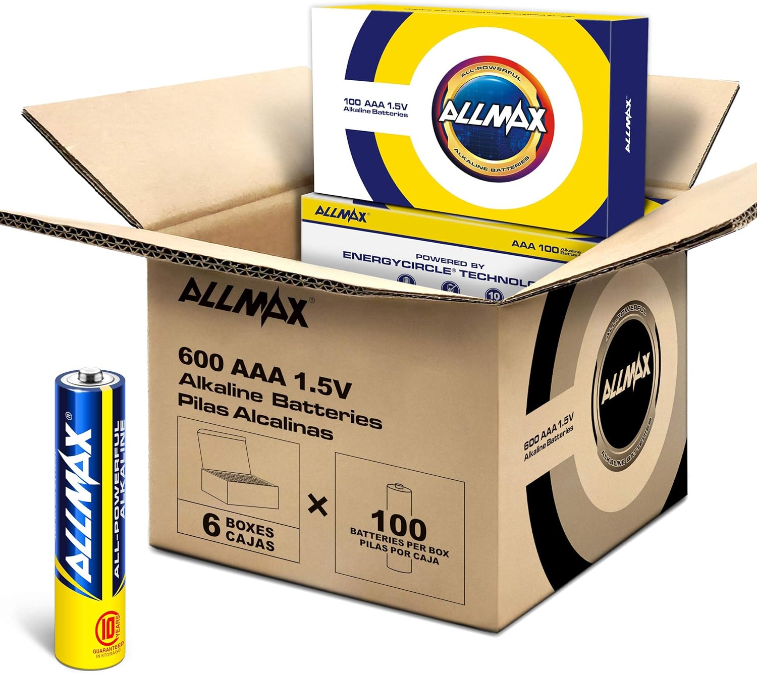 Allmax AAA Maximum Power Alkaline Batteries (100 Count Bulk Pack) – Ultra Long-Lasting Triple A Battery, 10-Year Shelf Life, Leak-Proof, Device Compatible – Powered by EnergyCircle Technology(1.5V): Health & Personal Care