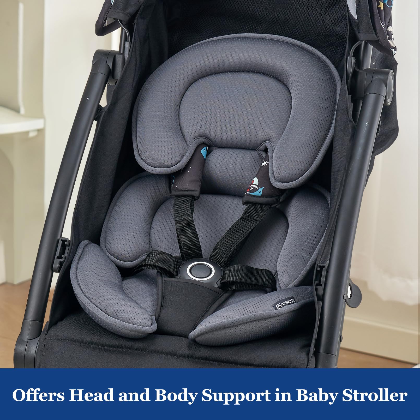 Innokids Head and Body Support Pillow Infant Car Seat Insert for Newborn to Toddler Stroller Cushion (Grey)