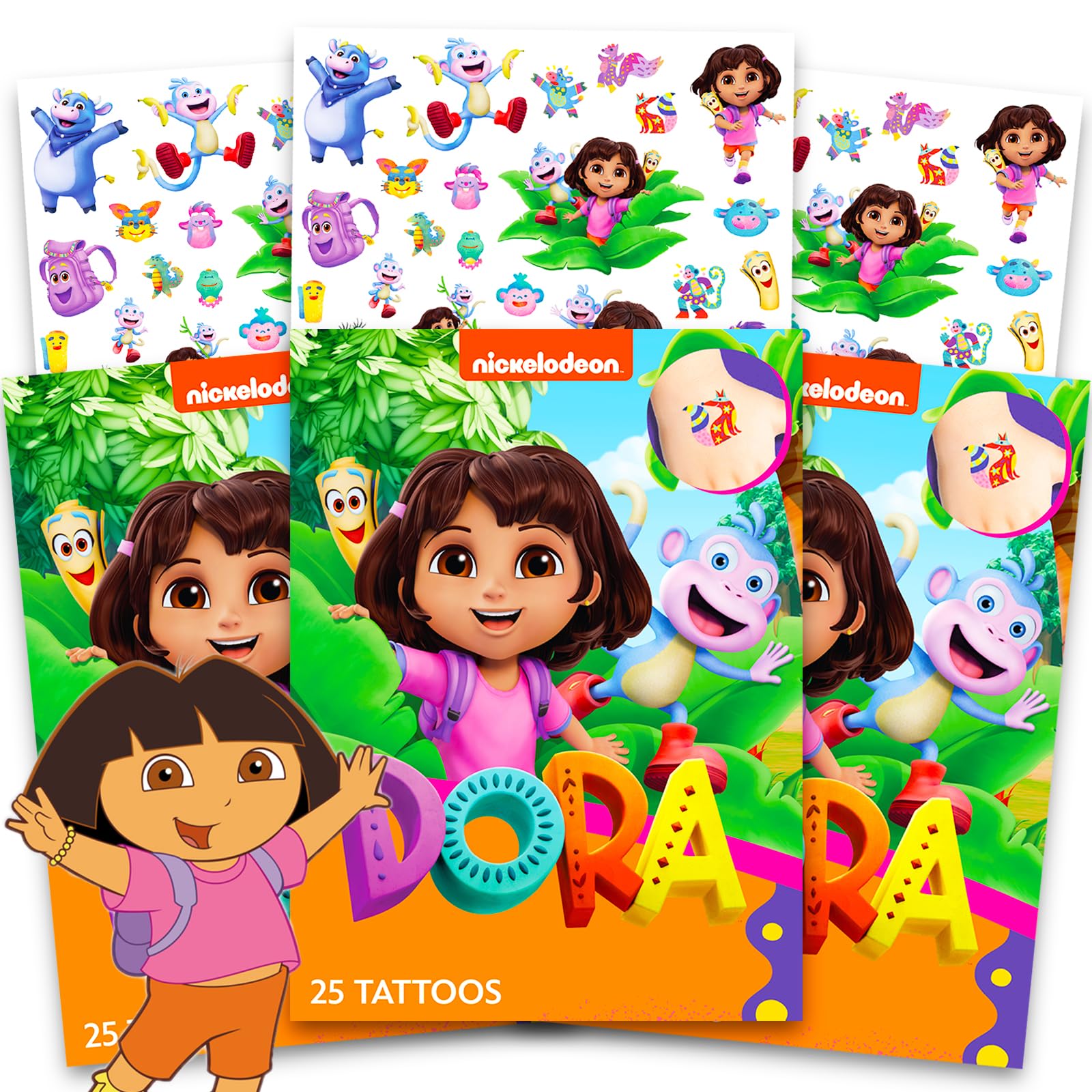 Photo 1 of Dora the Explorer Temporary Tattoos Set ~ 75 Dora Tattoos Party Favors for Kids Girls Boys