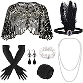 ELECLAND 10 Pieces 1920s Flapper Gatsby Accessories Set Fashion Roaring 20's Theme Set with Headband Headpiece for Women