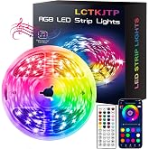 LCTKJTP LED Strip Lights,RGB Music Sync Color Changing Led Lights with Smart App Control Remote &amp; Remote Control,LED Lights for Bedroom,Room Essential,Sense of Atmosphere Decorations(65FT-1Roll)