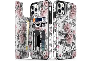 LETO for iPhone 15 Pro Max Case Flip Folio Leather Wallet - Fashionable Flower Designs - Card Slots,Kickstand - Protective Phone Case for Women and Girls - 6.1" - Elegant Pink Flowers