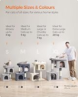 Feandrea Cat Tree Tower 67 cm S Large Perch 2 Caves Scratching Post Light Grey view 8