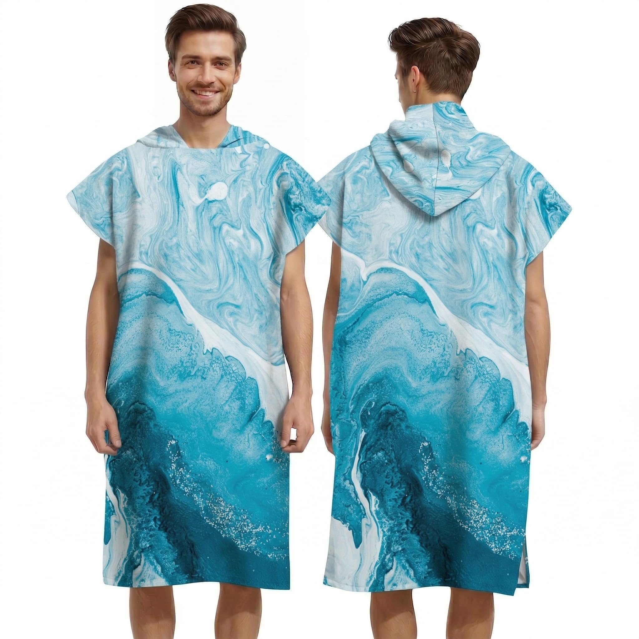 LOMTRATS Quick-drying Surf Poncho, Changing Towel, Bathrobe, Sports Towels for Swimmers,Hoodie for Adults,Swimming,Beach,Surfing,Diving,Bathing（Adult-M）