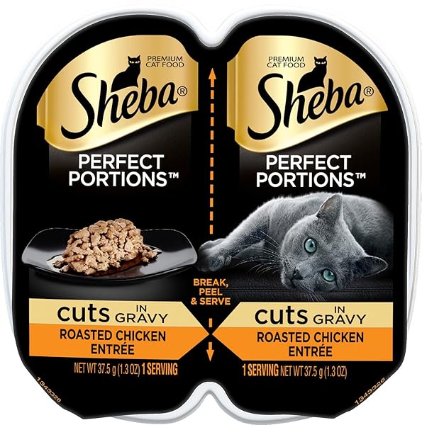 SHEBA PERFECT PORTIONS WET CAT FOOD CUTS IN GRAVY, ROASTED CHICKEN ENTREE, 2.6 OZ. TWIN-PACK TRAY