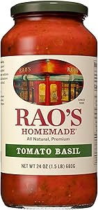 Rao's Homemade Tomato Basil Sauce, 24 oz, Tomato Sauce, All Purpose, Keto Friendly Pasta Sauce, Premium Quality, Tomatoes fro