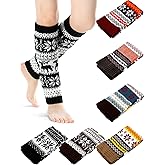 Satinior 6 Pairs Leg Warmers for Women Warm Winter Christmas Boho Long Boot Socks Knitted Sleeve Cable Socks for Y2k Party