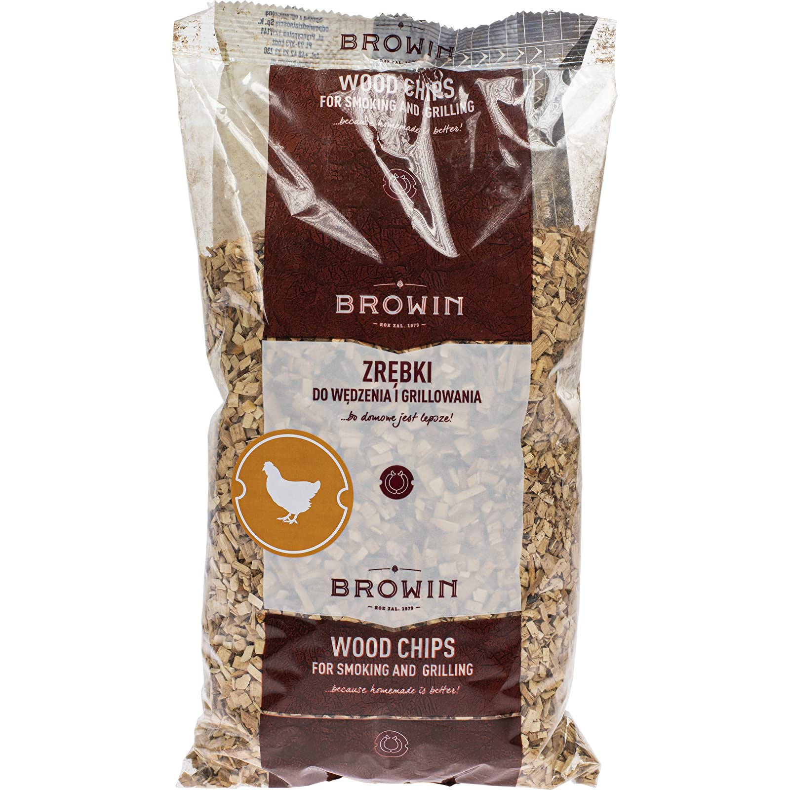 Browin 780607 Natural Wood Chips for Poultry Smoking - 70% Apple Tree/30% Pear Tree, 450 g, for Smoking, Grilling, Smoker, for White Meat, Turkey, Duck and Chicken
