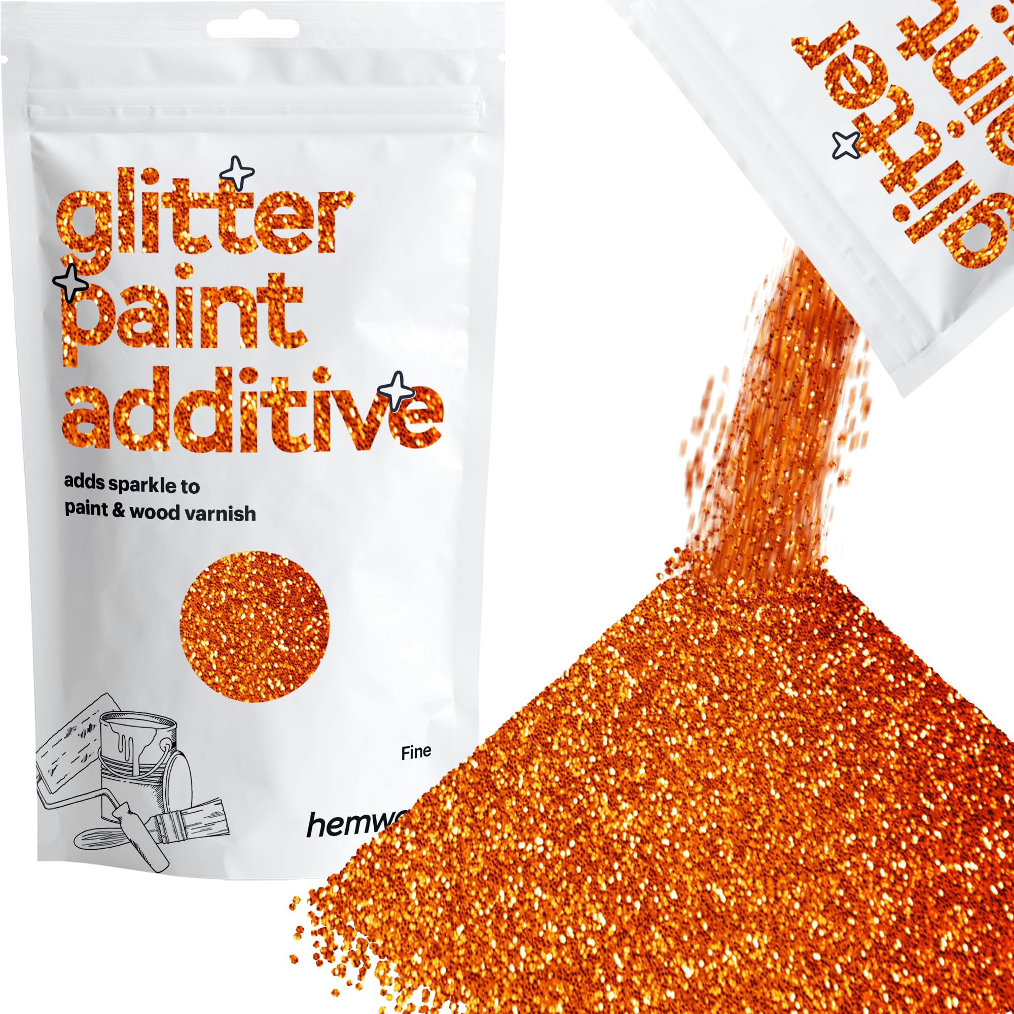Hemway Copper Glitter Paint Additive Fine 100g for Adding Sparkle to Paints & Varnish | Paint Walls Sparkly Add to Emulsion, Acrylic or Lacquer Indoor