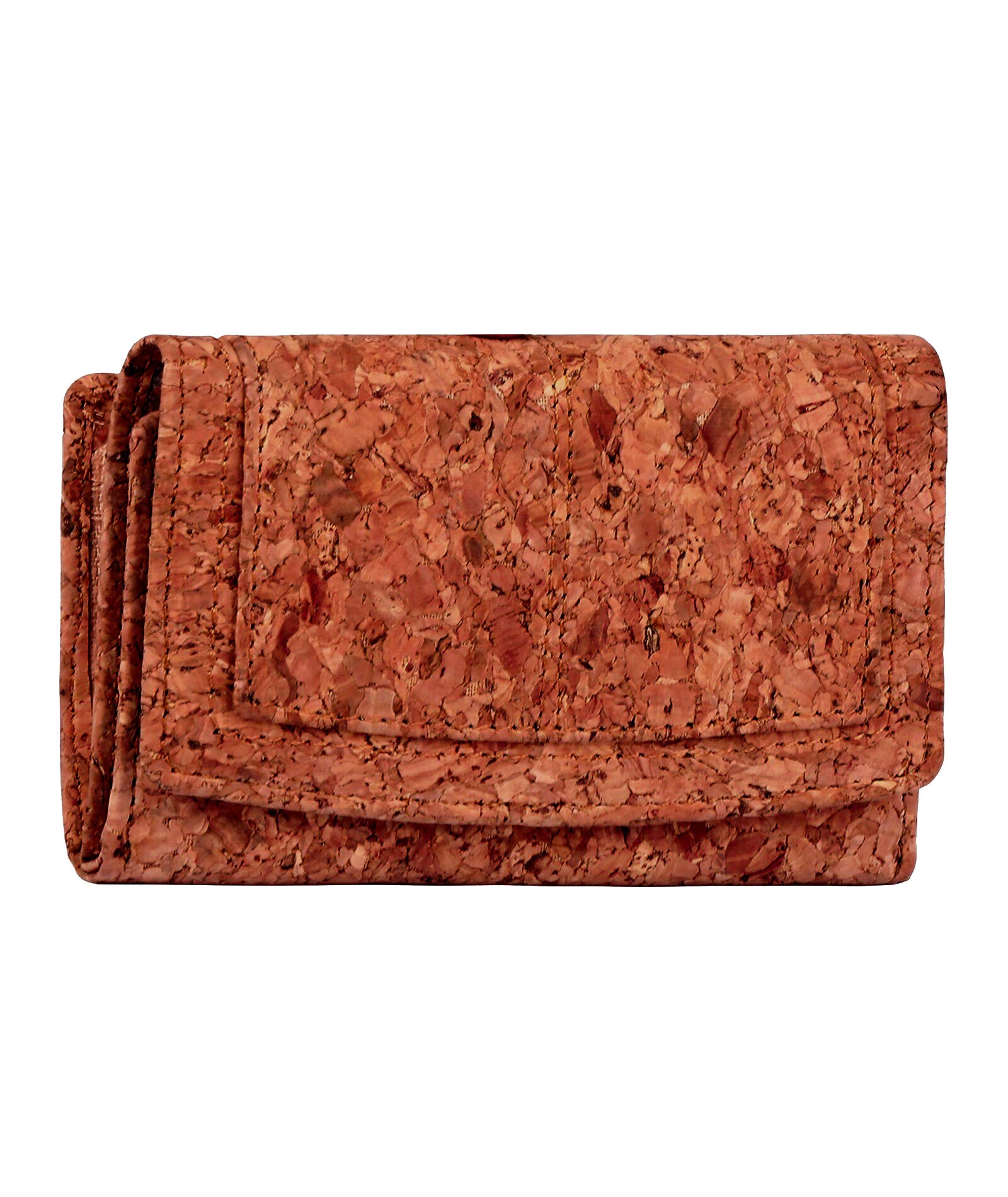 Hudson & James Ladies Designer Cork Vegan RFID Blocking Shield Compact Card Holder Wallet Purse Multi Credit Card Women Clutch Wallet with Zip Pocket (Red)