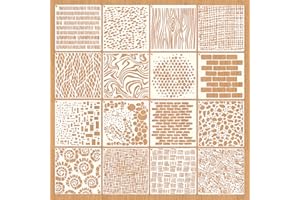 Stencils and Templates for Painting, 16 Pcs Texture Geometric Spray Art Paint Stencil Template Reusable for Painting Crafts