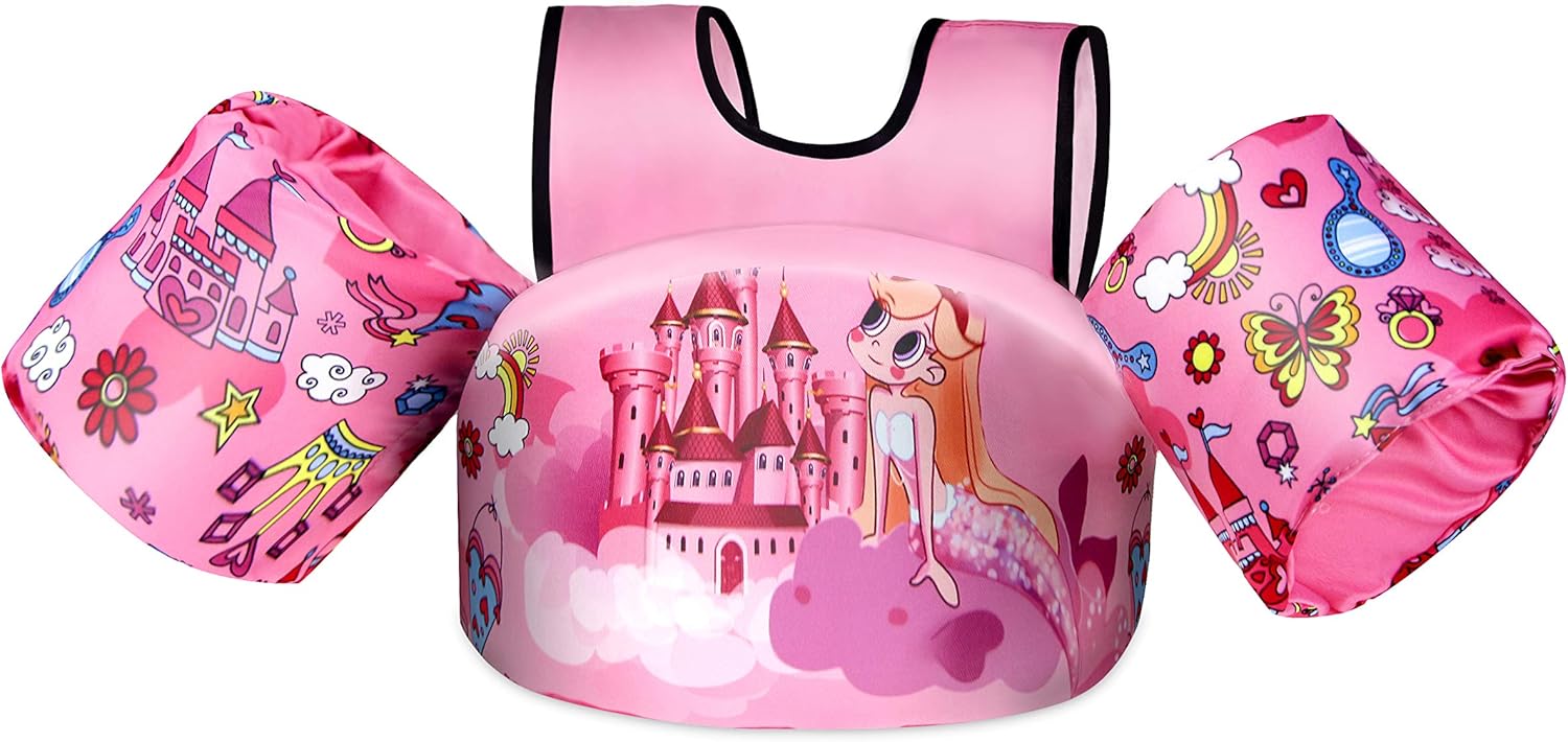 Rrtizan Enfants Gilet De Flottement De Natation Avec Bracelets Aides A La Formation De Natation Pliables Pour Garcons Filles De 2 A 5 Ans 14 30kg Dispositif De Flottaison Pour Bebe Sports Et