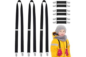 Dingion 9 Pcs Glove Clips for Kids Mitten Clips Holder for Toddler Baby Adjustable Elastic Mitten and Hat Holder Winter Glove Keepers Straps, Black
