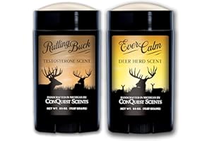 ConQuest Scents RuttingBuck Package – RuttingBuck & EverCalm Deer Herd Scent Stick, Deer Attractant & Calming Scent, All-Season Hunting Wax Sticks, 2.5 oz