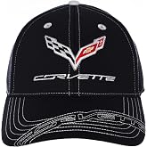 JH DESIGN GROUP Men's Chevy Corvette C7 Logo Cap Adjustable Black Hat