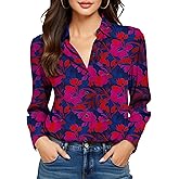 COUXILY Non-Iron & Wrinkle-Free Womens Button Down Shirts with Mulberry Silk Long Sleeve Blouse Casual Work Tops