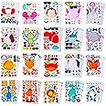 Sinceroduct 100PCS Make Your Own Stickers for Kids, Make-a-Face Stickers, 100 Pack 20 Animals. Zoo Animals, Sea Creature, Din