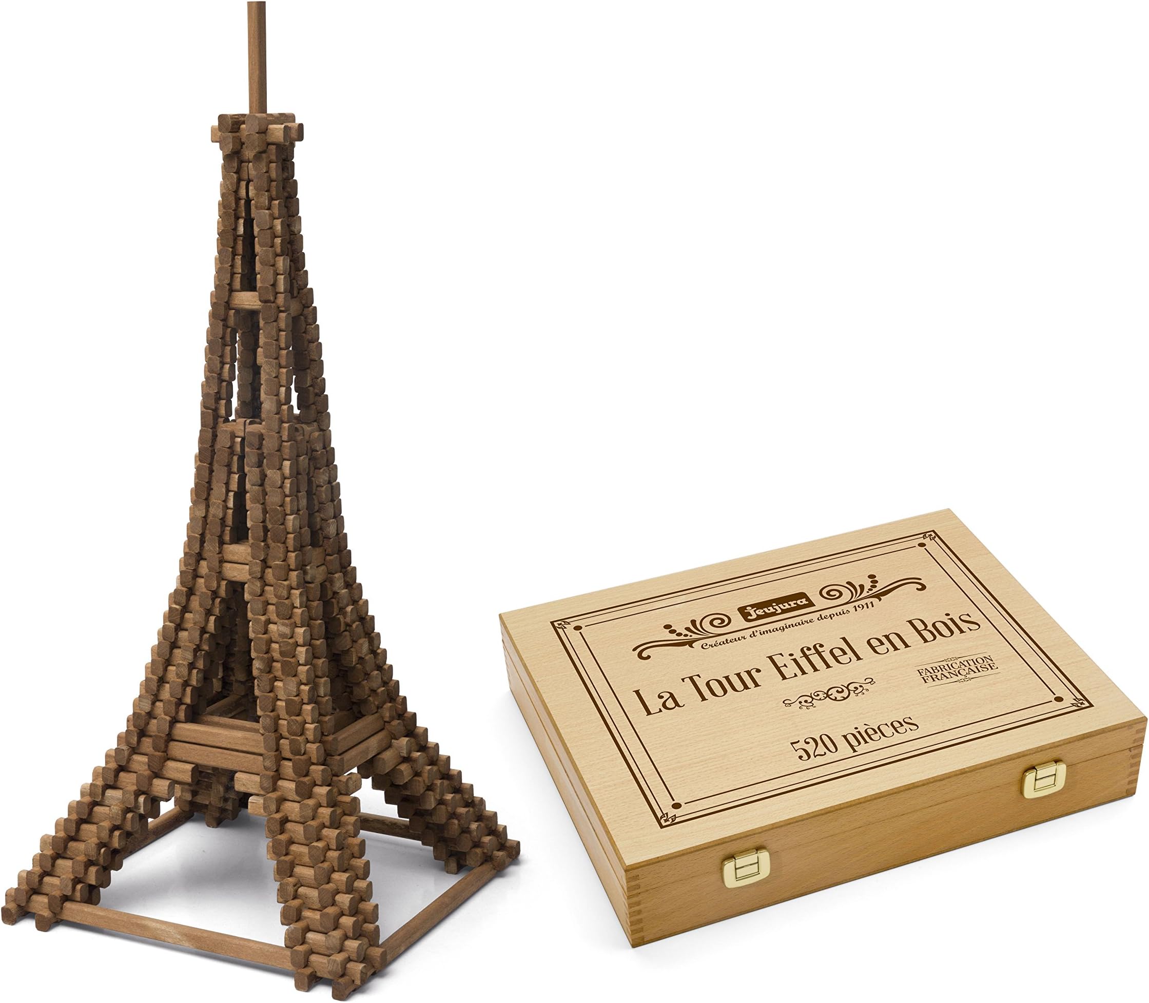 JeujuraJ8079 520 Pieces Eiffel Tower in Wooden Box, Multi-Color