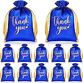 PerKoop 30 Pcs Thank You Wedding Satin Gift Bags 5 x 7 Inches Wedding Drawstring Jewelry Pouches Small Candy Bags for Valentine's Day Guest Birthday Baby Shower Party Favors(Royal Blue)