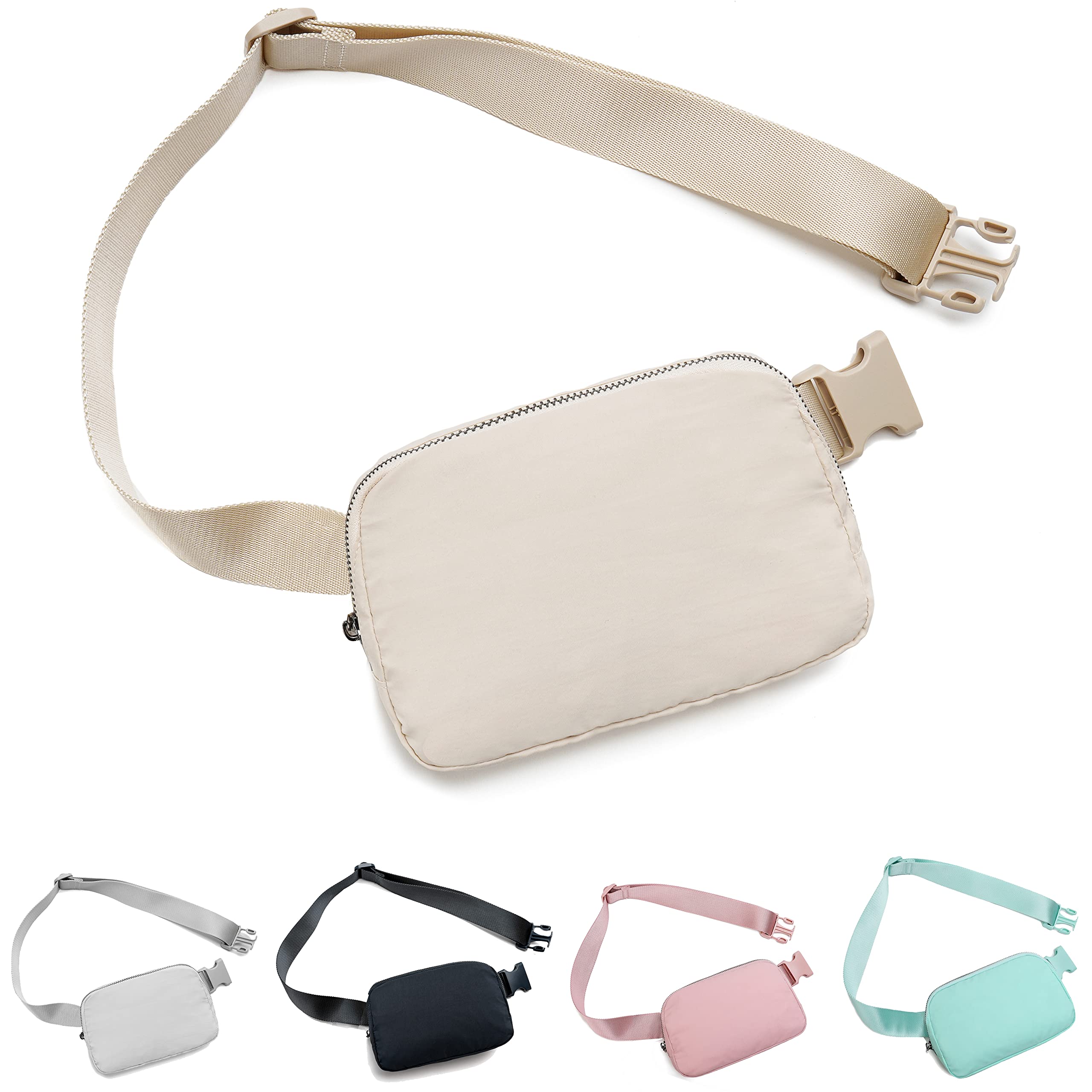 kuifang Unisex Adult Beige Waist Pack, Off White