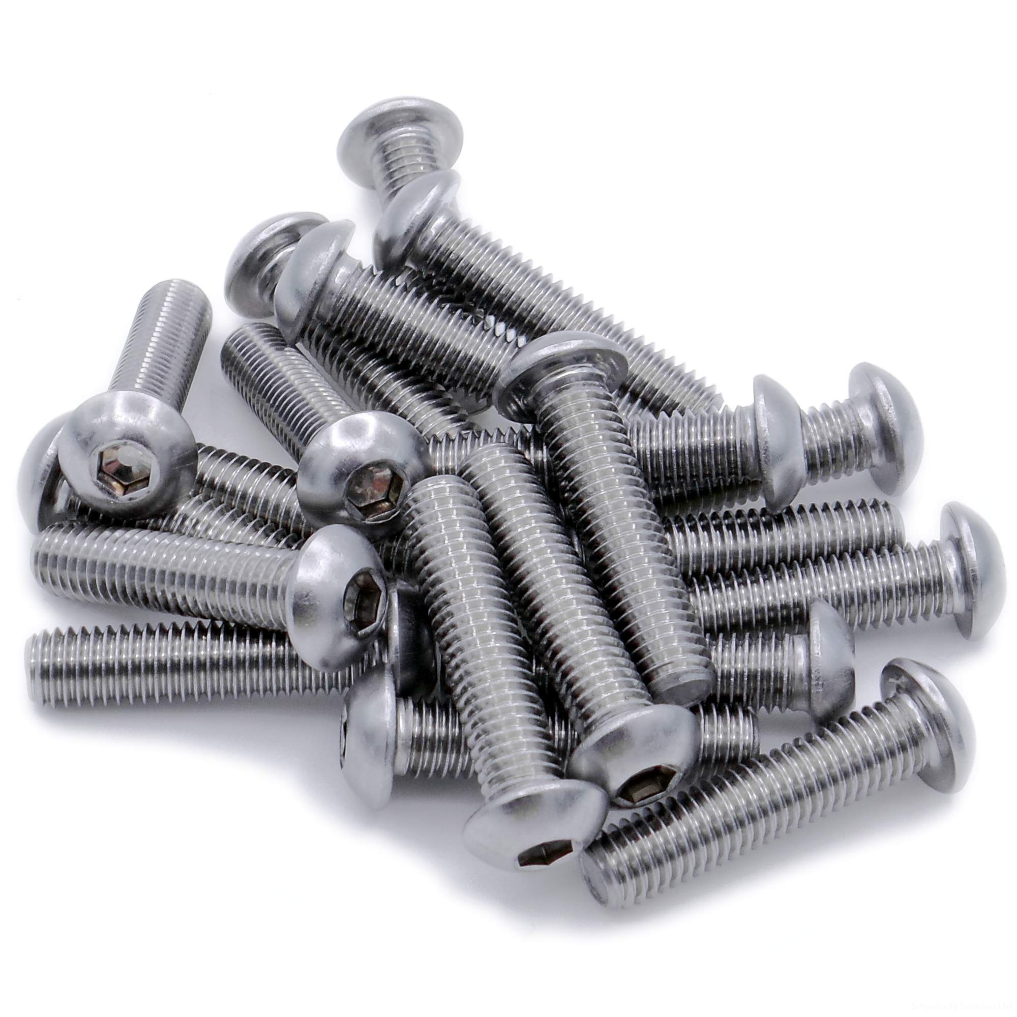 M5 (5mm x 14mm) Hex Socket Button Machine Screw (Bolt) - Stainless Steel (A2) (Pack of 20)