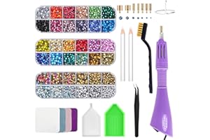 Epesl Bedazzler Kit with Rhinestones, Hot Fixed Gems Craft Applicator - Diamond Painting Pen, Wax Pencil, Tweezers, Tray, Cleaning Brush, Picker Rhinestones Crystals for DIY Clothes Shoes