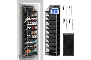 Cotohim 10 - Pocket Over - the - Door Hanging Shoe Organizers & Rack, Made of Sturdy 600D Oxford + Non - Woven Fabric, Space - Saving Storage for Shoes, Boots & More (Black)