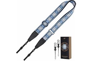 Padwa Lifestyle Adjustable Camera Strap - 1.5" Top Layer Cowhide Head Camera Straps for Photographers, Cotton Adjustable Neck