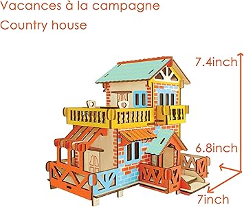Horbous Puzzle Maison 3d Woodcraft Construction Jouet Bebe En Bois Jouet En Bois Maison 3d Vacanses A La Campagne Amazon Fr Jeux Et Jouets