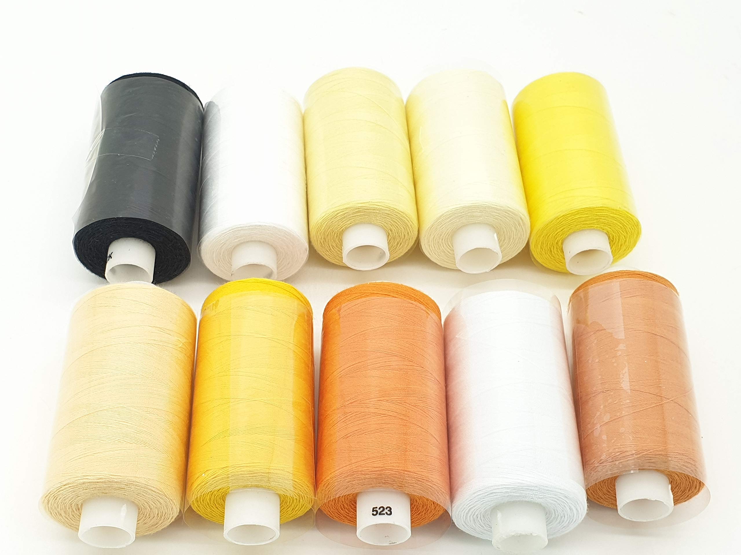 10 SPOOLS of 1000 Yards 100% Polyester Sewing Over Locker Thread, Premium Quality by MNJ-Trimmings (Mix Option 1)