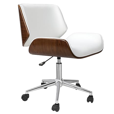 Porthos Home Kch019a Wht Dove Office Chairs In Mid Century Modern Design With Leather Upholstery Wooden Accents Stainless Steel Legs Roller Wheels