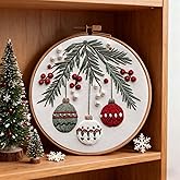 Mazulora Christmas Embroidery Kit for Adults Beginners, DIY Embroidery Starter Set with Hoop, Thread, Needle, Pattern, Easy H