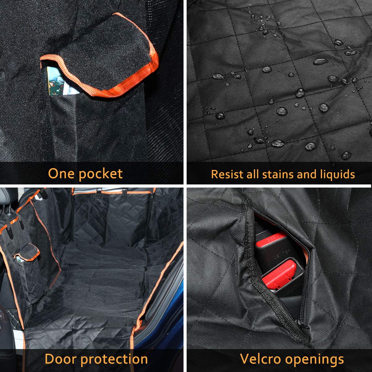 Wondesha Dog Seat Cover Car Seat Cover for Pets 100% Waterproof Pet Seat Cover Hammock Scratchproof Nonslip Durable Soft Pet Back Seat Covers with 2 Dog Seat Belts for Cars Trucks SUV Travel