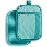 KitchenAid Beacon Two-Tone Non-Slip Pot Holder Set, Aqua Sky, 7"x10", 2 Piece