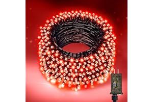 Nisocy 200 LED Red String Lights with Green Wire, Waterproof Christmas Tree Fairy Lights with 8 Modes, Indoor Outdoor Decorative Lighting for Holiday, Party, Garden, Patio(66FT)