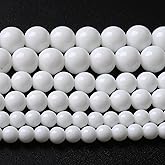 Porcelain White 8mm Glass Beads Round Crystal Beads for Jewelry Making, DIY Bracelet Necklace, 15.5 Inch Strand (45PCS) - Smooth Energy Gemstone Beads