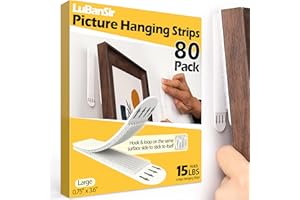 LuBanSir Heavy Duty Picture Hangers, 15 lb No-Nail Picture Hanging Strips for Large Frames, 40 Pairs