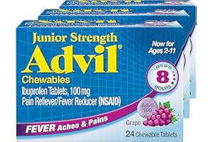 Advil Junior Strength Chewable Ibuprofen Pain Reliever and Fever Reducer, Children's Ibuprofen for Pain Relief, Grape - 24 Tablets (Pack of 3)