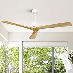 KAPOEFAN 52" Wood Ceiling Fan without Light with