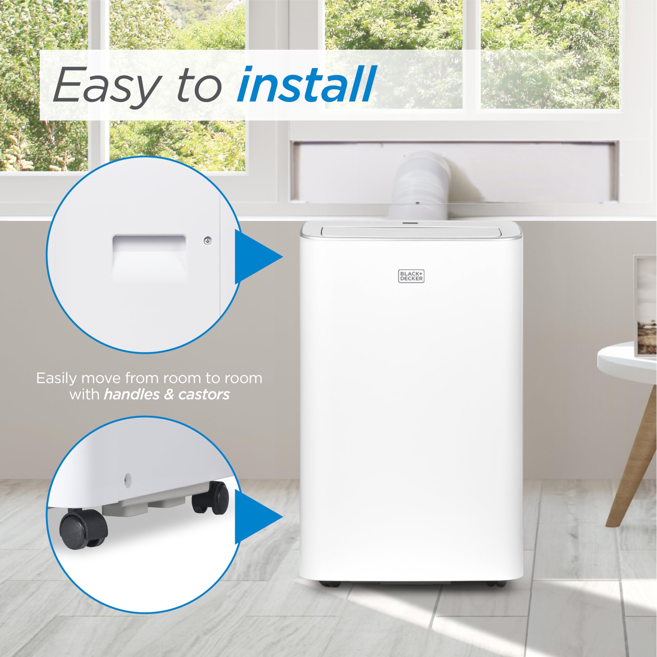 BLACK+DECKER Smart Portable Air Conditioner,12,000 BTU, for Rooms Up To 550 Sq. Ft., Portable AC with Inverter Compressor & Window Kit, BPACT08NM, White