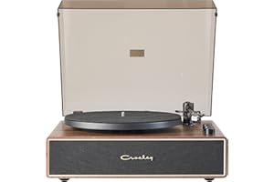 Crosley CR6046A-WAGL Stave 2-Speed Bluetooth Record Player Turntable with Built-in Speakers, Walnut